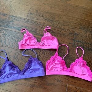 SKIMS Lace Bralette Trio - Pink, Purple